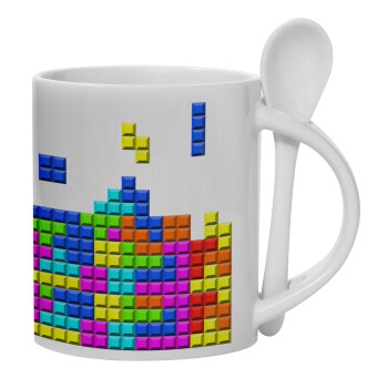 Tetris blocks, Κούπα, κεραμική με κουταλάκι, 330ml (1 τεμάχιο)