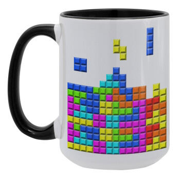 Tetris blocks, Κούπα Mega 15oz, κεραμική Μαύρη, 450ml