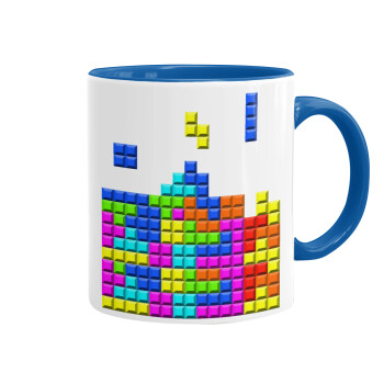 Tetris blocks, Κούπα χρωματιστή μπλε, κεραμική, 330ml