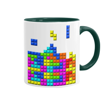 Tetris blocks, Κούπα χρωματιστή πράσινη, κεραμική, 330ml