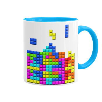 Tetris blocks, Mug colored light blue, ceramic, 330ml
