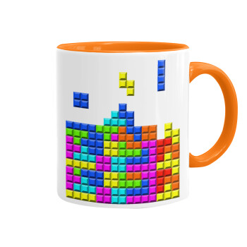 Tetris blocks, Mug colored orange, ceramic, 330ml