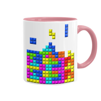 Tetris blocks, Κούπα χρωματιστή ροζ, κεραμική, 330ml