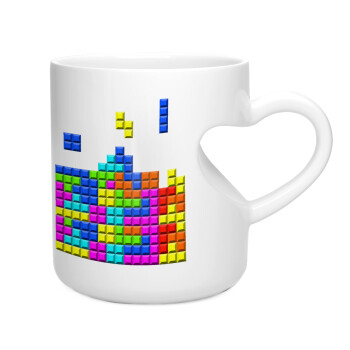Tetris blocks, Κούπα καρδιά λευκή, κεραμική, 330ml