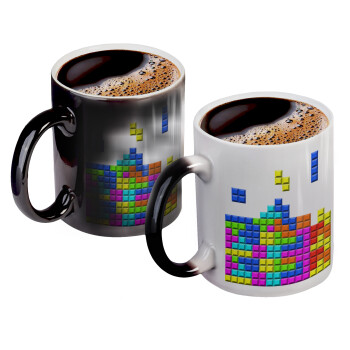 Tetris blocks, Color changing magic Mug, ceramic, 330ml when adding hot liquid inside, the black colour desappears (1 pcs)