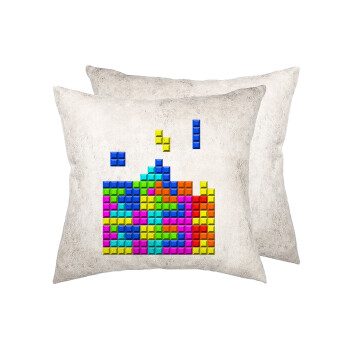 Tetris blocks, Μαξιλάρι καναπέ Δερματίνη Γκρι 40x40cm με γέμισμα