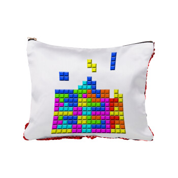 Tetris blocks, Τσαντάκι νεσεσέρ με πούλιες (Sequin) Κόκκινο
