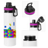 Metallic water bottle with safety lid, 850ml aluminum