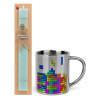 Easter Set, metallic thermal cup (300ml) & aromatic flat Easter candle (30cm) (TURQUOISE)