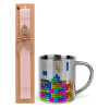 Easter Set, metallic thermal cup (300ml) & aromatic flat Easter candle (30cm) (PINK)