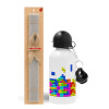 Easter Set, metallic aluminum water bottle (500ml) & aromatic flat Easter candle (30cm) (GRAY)