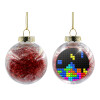 Transparent Christmas tree ball ornament with red filling 8cm