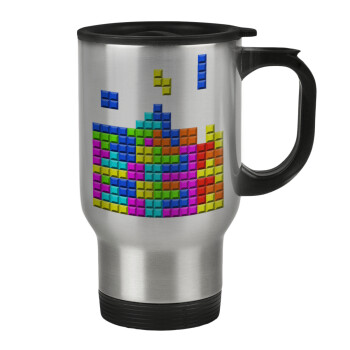 Tetris blocks, Stainless steel travel mug with lid, double wall 450ml