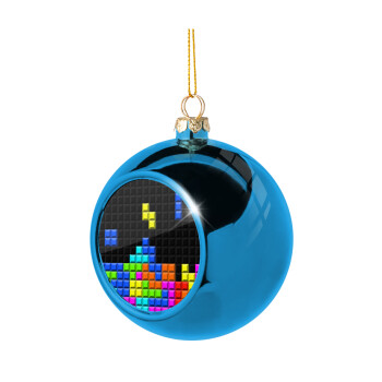Tetris blocks, Χριστουγεννιάτικη μπάλα δένδρου Μπλε 8cm