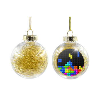 Tetris blocks, Χριστουγεννιάτικη μπάλα δένδρου διάφανη με χρυσό γέμισμα 8cm