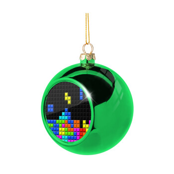 Tetris blocks, Green Christmas tree ornament ball 8cm