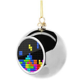 Tetris blocks, Χριστουγεννιάτικη μπάλα δένδρου Ασημένια 8cm