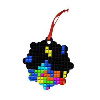 Tetris blocks, Χριστουγεννιάτικο στολίδι snowflake ξύλινο 7.5cm