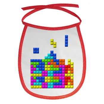 Tetris blocks, Σαλιάρα μωρού αλέκιαστη με κορδόνι Κόκκινη