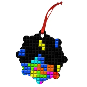 Tetris blocks, Christmas ornament snowflake wooden 7.5cm