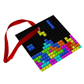 Tetris blocks, Christmas ornament, glass square ornament 9x9cm