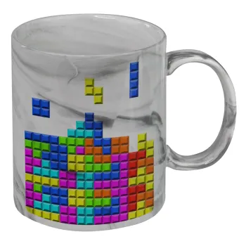 Tetris blocks, Mug ceramic marble style, 330ml