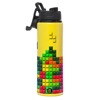 Tetris blocks, Metallic water bottle with safety lid, 850ml aluminum