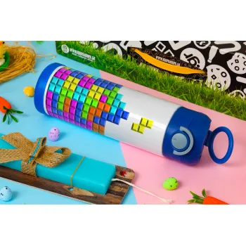 Tetris blocks, Easter candle, Childrens hot water bottle, stainless steel, with safety straw, BLUE (500ml)