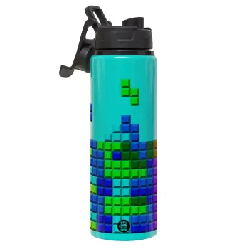 Tetris blocks, Μεταλλικό παγούρι νερού με καπάκι ασφαλείας, αλουμινίου 850ml