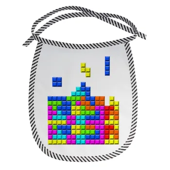 Tetris blocks, Σαλιάρα μωρού αλέκιαστη με κορδόνι Μαύρη