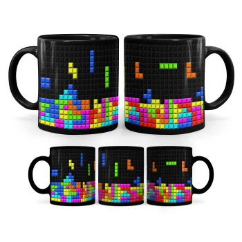 Tetris blocks, Κούπα Μαύρη, κεραμική, 330ml