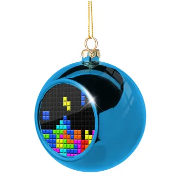 Tetris blocks, Blue Christmas tree ball ornament 8cm