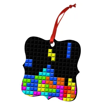 Tetris blocks, Στολίδι Χριστουγεννιάτικο στολίδι polygon ξύλινο 7.5cm