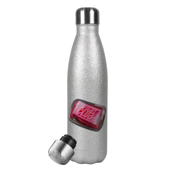 Fight Club, Metallic Glitter Silver Thermos Flask (Stainless steel), double-walled, 500ml