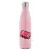 Μεταλλικό παγούρι θερμός Ροζ Ιριδίζον (Stainless steel), διπλού τοιχώματος, 500ml