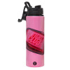 Metallic water bottle with safety lid, 850ml aluminum