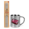 Easter Set, metallic thermal cup (300ml) & Easter aromatic flat candle (30cm) (GRAY)