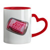 Mug heart red handle, ceramic, 330ml
