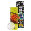 Neon Yellow Travel Tumbler, with metal straw (Stainless steel 304 Food grade, BPA free, 600ml)