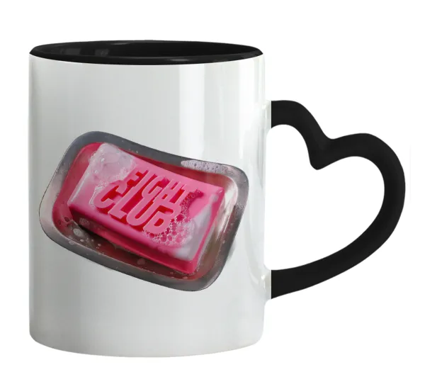 Fight Club — Mug heart black handle, ceramic, 330ml