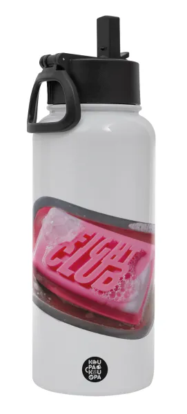 Fight Club — Metal mug thermo White with Straw and Spout Lid (Stainless steel), double wall, 950ml