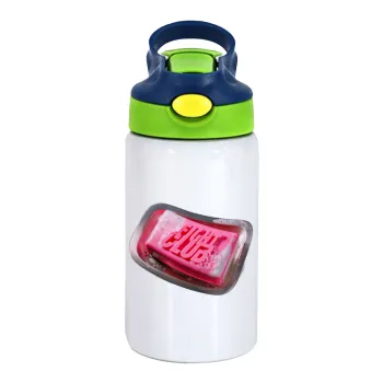 Fight Club, Children's hot water bottle, stainless steel, with safety straw, green, blue (350ml)