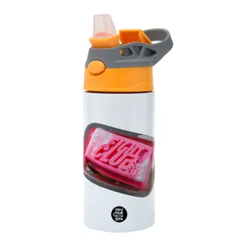 Fight Club, Children's hot water bottle, stainless steel, with safety straw, Orange/Grey (360ml) BPA-FREE