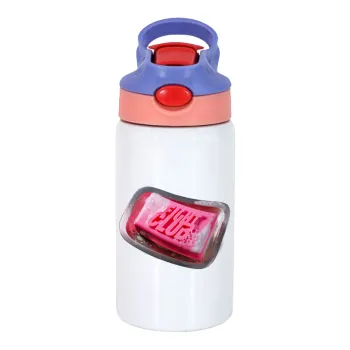 Fight Club, Children's hot water bottle, stainless steel, with safety straw, pink/purple (350ml)