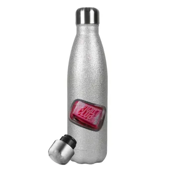 Fight Club, Metallic Glitter Silver Thermos Flask (Stainless steel), double-walled, 500ml