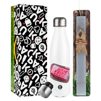 Fight Club, Easter candle, metallic white thermos bottle (500ml) & aromatic flat candle (30cm) (GRAY)