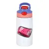 Children's hot water bottle, stainless steel, with safety straw, pink/purple (350ml)