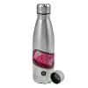 Metallic water bottle, stainless steel, 750ml