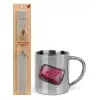 Easter Set, metallic thermal cup (300ml) & Easter aromatic flat candle (30cm) (GRAY)