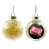 Transparent Christmas tree ball ornament with gold filling 8cm